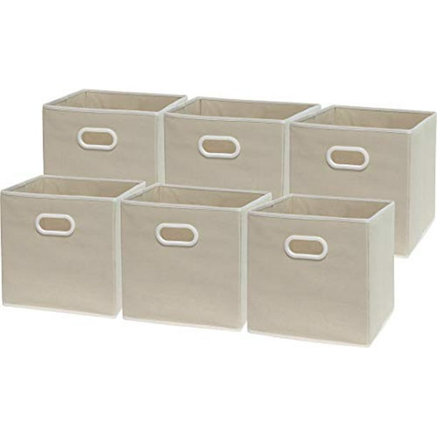 SimpleHouseware Foldable Cube Storage Bin 6 Pack Dark Grey